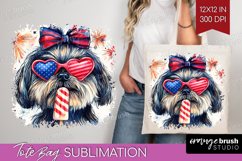 Shih Tzu Dog Tote Bag 4th Of July Tote Bag PNG Sublimation Product Image 1