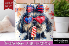 Shih Tzu Dog Tumbler Wrap 4th Of July Tumbler PNG Product Image 1