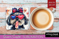 Shih Tzu Dog Square Coaster 4th Of July Coaster PNG Product Image 1