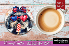 Shih Tzu Dog Round Coaster 4th Of July Coaster PNG Product Image 1