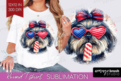Shih Tzu Dog Round Tshirt Background 4th Of July PNG Product Image 1