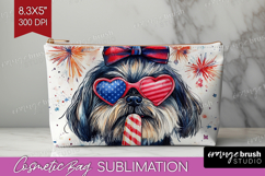 Shih Tzu Dog Cosmetic Bag 4th Of July Makeup Bag PNG Product Image 1