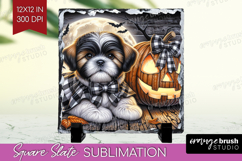 Shih Tzu Dog Slate PNG Halloween Square Slate Sublimation Product Image 1
