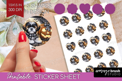Shih Tzu Dog Round Sticker Halloween Printable Sticker Sheet Product Image 1