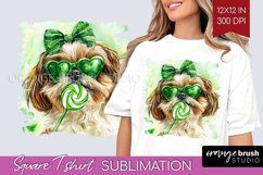 Shih Tzu St. Patricks Day Dog Square Tshirt Background Dog Product Image 1