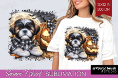 Shih Tzu Dog Square Tshirt Background Halloween PNG Product Image 1