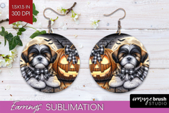 Shih Tzu Dog Round Earrings Halloween PNG Sublimation Product Image 1