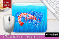Shrimp Floral Mouse Pad Sublimation Sea Blue Mousepad PNG Product Image 1