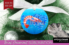 Shrimp Floral Ornament PNG Sea Blue PNG Sublimation Product Image 1