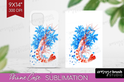 Shrimp Floral Phone Case PNG Blue Flowers Case PNG Product Image 1