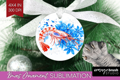 Shrimp Floral Ornament PNG Blue Flowers PNG Sublimation Product Image 1
