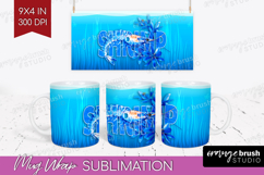 Shrimp Floral Mug Wrap Sea Blue Mug PNG Sublimation Product Image 1