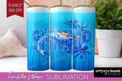 Shrimp Floral Tumbler Wrap Sea Blue Tumbler PNG Sublimation Product Image 1