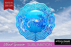 Shrimp Floral Wind Spinner Sublimation PNG Sea Blue Round Product Image 1