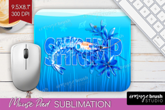 Shrimp Floral Mouse Pad Sublimation Sea Blue Mousepad PNG Product Image 1