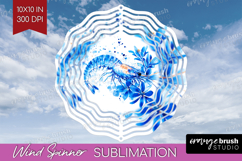 Shrimp Floral Wind Spinner Sublimation PNG Blue Flowers Product Image 1