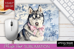 Siberian Husky Dog Mouse Pad Sublimation Blue Toile Mousepad Product Image 1