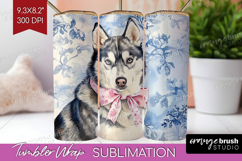 Siberian Husky Dog Tumbler Wrap Blue Toile Tumbler PNG Product Image 1