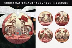 Skull Round Christmas Ornament Sublimation PNG Product Image 1