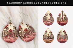 Skull Teardrop Earring Sublimation PNG Design Product Image 1