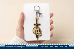 Skull and Sword Keychain SVG | Gothic Knight Cut File Product Image 3