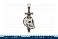 Skull and Sword Keychain SVG | Gothic Knight Cut File Product Image 1