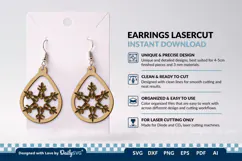 Snowflake Teardrop Earring SVG | Winter Jewelry Cut File Product Image 1