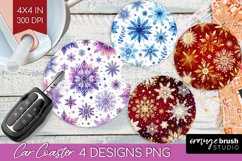 Snowflakes Car Coaster - Christmas Coaster PNG Sublimation Product Image 1