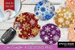 Snowflakes Car Coaster - Christmas Coaster PNG Sublimation Product Image 1