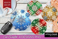 Snowflakes Car Coaster - Christmas Coaster PNG Sublimation Product Image 1