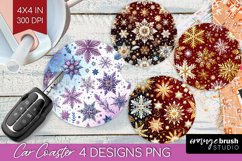 Snowflakes Car Coaster - Christmas Coaster PNG Sublimation Product Image 1
