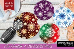 Snowflakes Car Coaster - Christmas Coaster PNG Sublimation Product Image 1