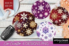 Snowflakes Car Coaster - Christmas Coaster PNG Sublimation Product Image 1