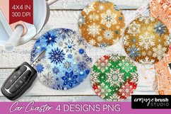 Snowflakes Car Coaster - Christmas Coaster PNG Sublimation Product Image 1