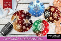 Snowflakes Car Coaster - Christmas Coaster PNG Sublimation Product Image 1