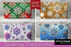 Snowflakes Cosmetic Bag - Christmas Makeup Bag PNG Product Image 1