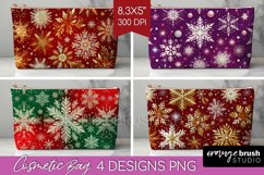 Snowflakes Cosmetic Bag - Christmas Makeup Bag PNG Product Image 1