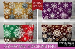 Snowflakes Cosmetic Bag - Christmas Makeup Bag PNG Product Image 1