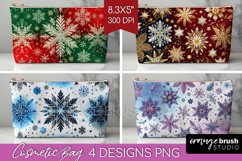Snowflakes Cosmetic Bag - Christmas Makeup Bag PNG Product Image 1