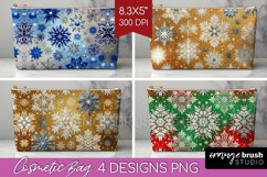 Snowflakes Cosmetic Bag - Christmas Makeup Bag PNG Product Image 1