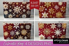 Snowflakes Cosmetic Bag - Christmas Makeup Bag PNG Product Image 1