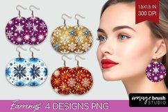 Snowflakes Round Earrings - Christmas PNG Sublimation Product Image 1