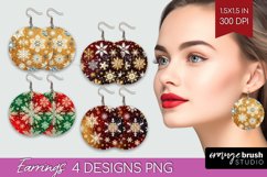 Snowflakes Round Earrings - Christmas PNG Sublimation Product Image 1