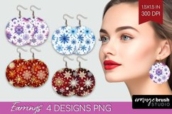 Snowflakes Round Earrings - Christmas PNG Sublimation Product Image 1