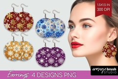 Snowflakes Round Earrings - Christmas PNG Sublimation Product Image 1