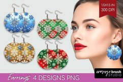 Snowflakes Round Earrings - Christmas PNG Sublimation Product Image 1