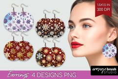 Snowflakes Round Earrings - Christmas PNG Sublimation Product Image 1