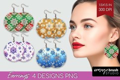 Snowflakes Round Earrings - Christmas PNG Sublimation Product Image 1