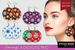 Snowflakes Round Earrings - Christmas PNG Sublimation Product Image 1