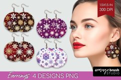 Snowflakes Round Earrings - Christmas PNG Sublimation Product Image 1